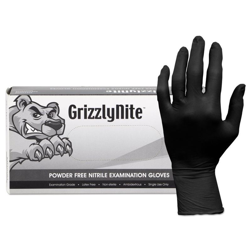 Proworks Grizzlynite Nitrile Gloves, Black, Small, 1000/ct