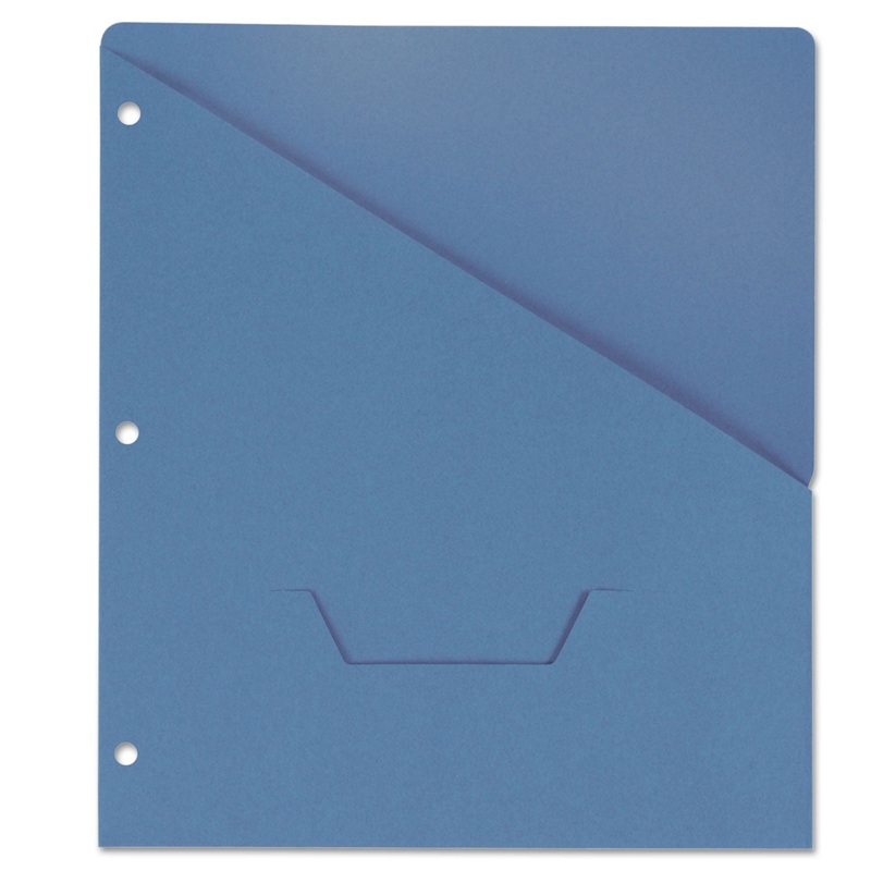 Slash-Cut Pockets For Three-Ring Binders, Jacket, Letter, 11 Pt., Blue, 10/pack