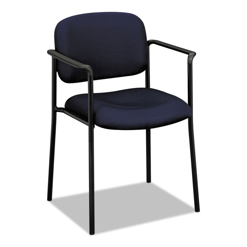 VL616 STACKING GUEST CHAIR WITH ARMS, NAVY SEAT/NAVY BACK, BLACK BASE