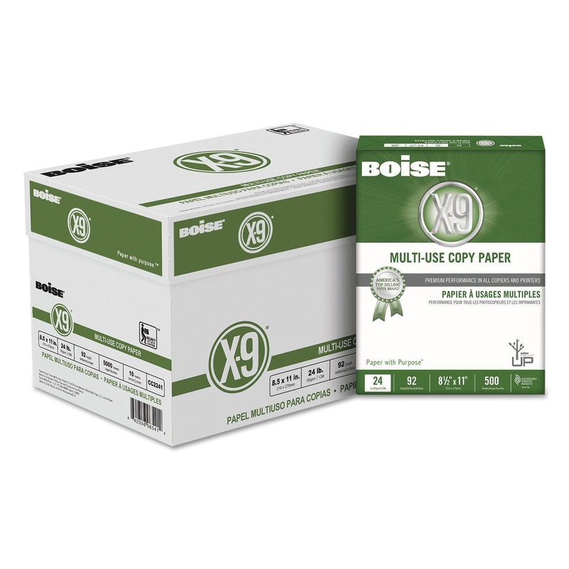 X-9 MULTI-USE COPY PAPER, 92 BRIGHT, 24LB, 8.5 X 11, WHITE, 500 SHEETS/REAM, 10 REAMS/CARTON
