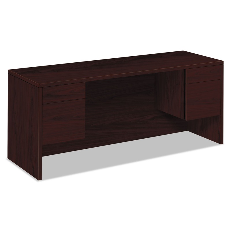 10500 SERIES KNEESPACE CREDENZA WITH 3/4-HEIGHT PEDESTALS, 72W X 24D, MAHOGANY