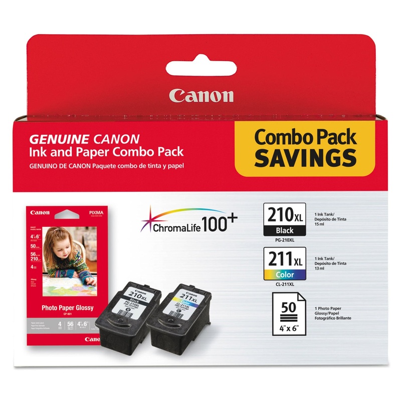 2973b004 (pgi-210xl/cl-211xl) High-Yield Ink/paper Combo, Black/tri-Color