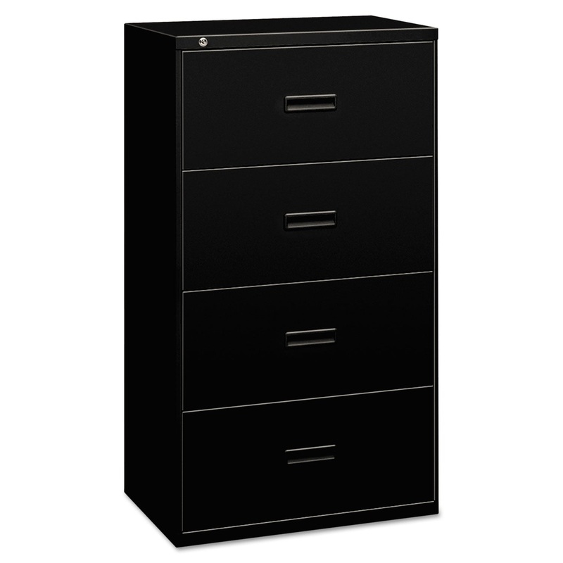 400 SERIES FOUR-DRAWER LATERAL FILE, 30W X 18D X 52.5H, BLACK