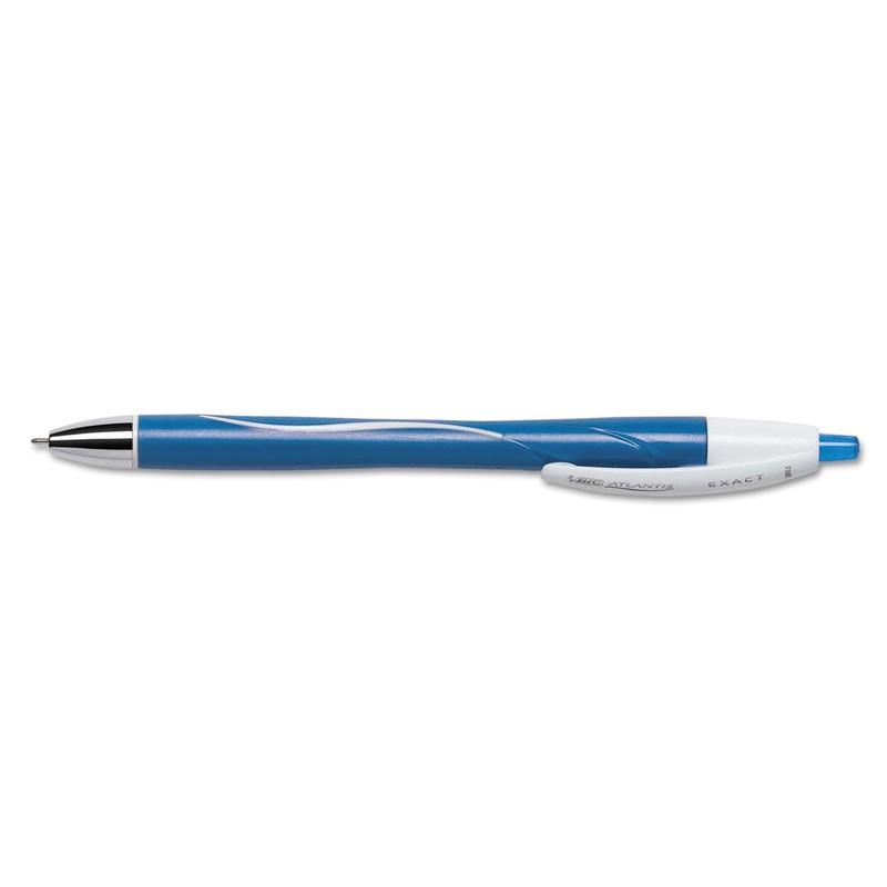 ATLANTIS EXACT RETRACTABLE BALLPOINT PEN, FINE 0.7MM, BLUE INK/BARREL, DOZEN