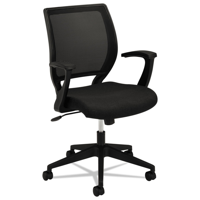 HVL521 MESH MID-BACK TASK CHAIR, SUPPORTS UP TO 250 LBS., BLACK SEAT/BLACK BACK, BLACK BASE
