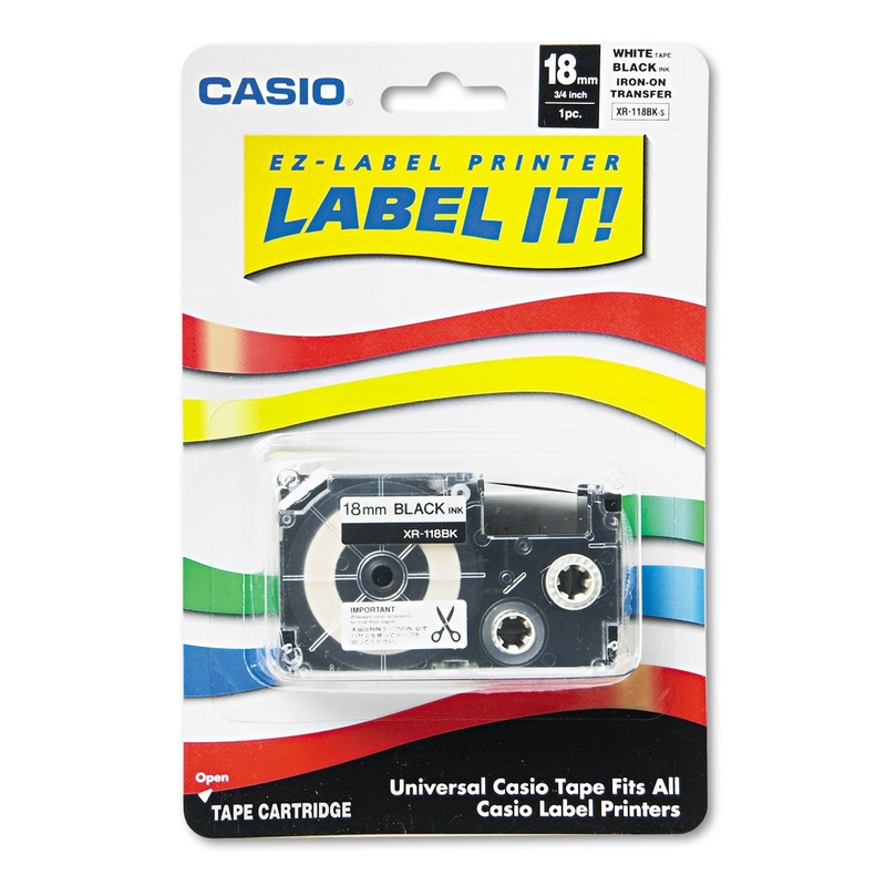 LABEL PRINTER IRON-ON TRANSFER TAPE, 0.75″ X 26 FT, BLACK ON WHITE