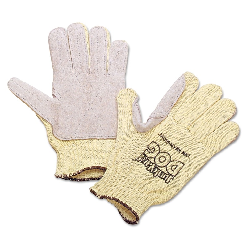 Men’s Junk Yard Dog Kevlar Gloves, Leather Palm, Yellow, Men’s