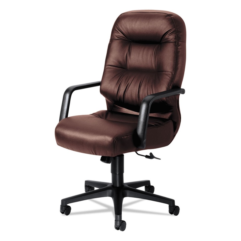 PILLOW-SOFT 2090 SERIES EXECUTIVE HIGH-BACK SWIVEL/TILT CHAIR, SUPPORTS UP TO 300 LBS., BURGUNDY SEAT/BACK, BLACK BASE