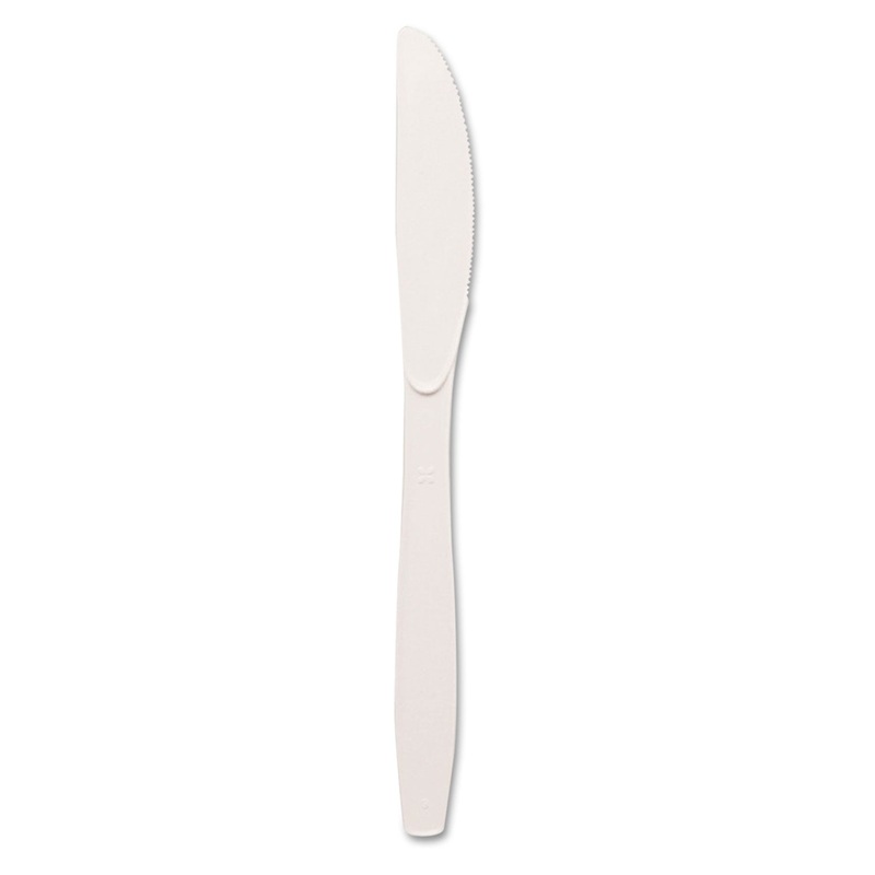 Plastic Cutlery, Heavy Mediumweight Knives, White, 1000/carton