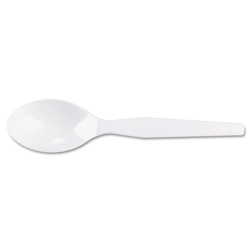 Plastic Cutlery, Heavy Mediumweight Teaspoons, White, 1000/carton
