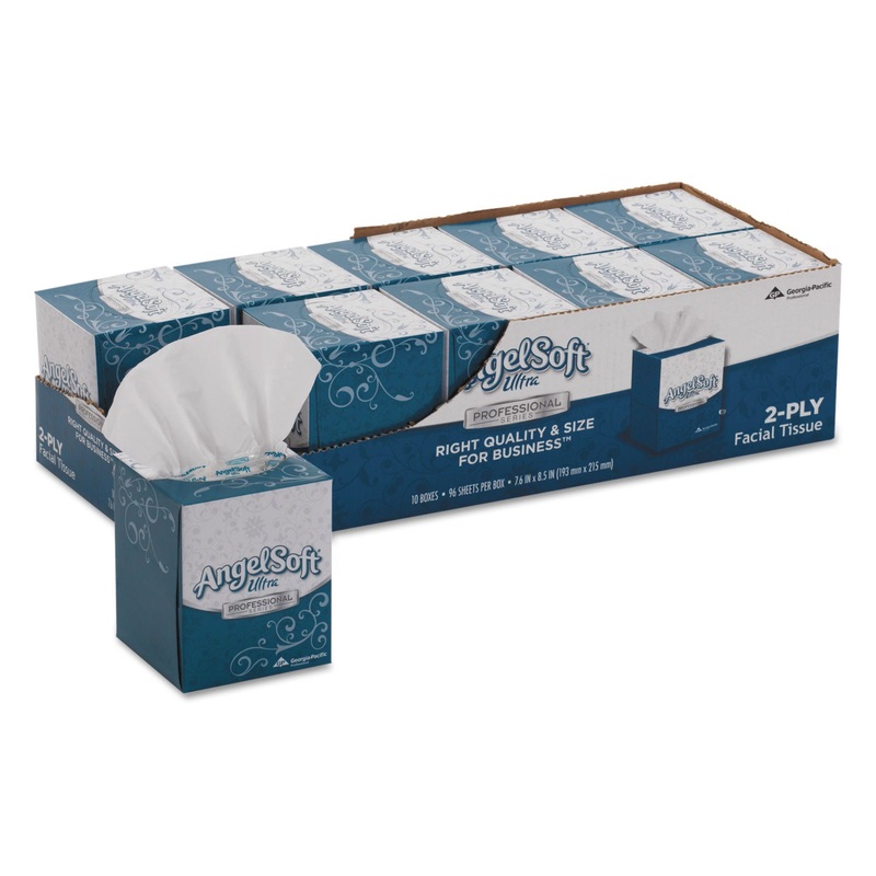 PS ULTRA FACIAL TISSUE, 2-PLY, WHITE, 96 SHEETS/BOX, 10 BOXES/CARTON