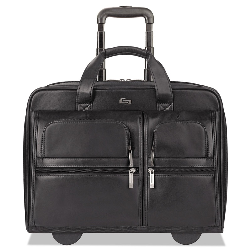 Classic Leather Rolling Case, 15.6″, 16 7/10″ X 7″ X 13″, Black