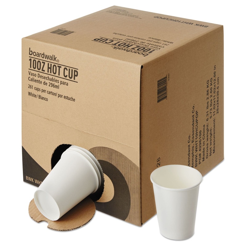 Convenience Pack Paper Hot Cups, 10 Oz, White, 261/carton