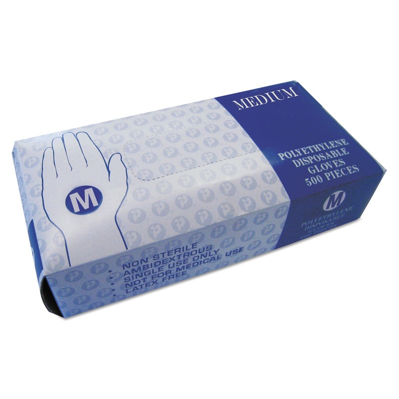 Embossed Polyethylene Disposable Gloves, Medium, Powder-Free, Clear, 2000/carton