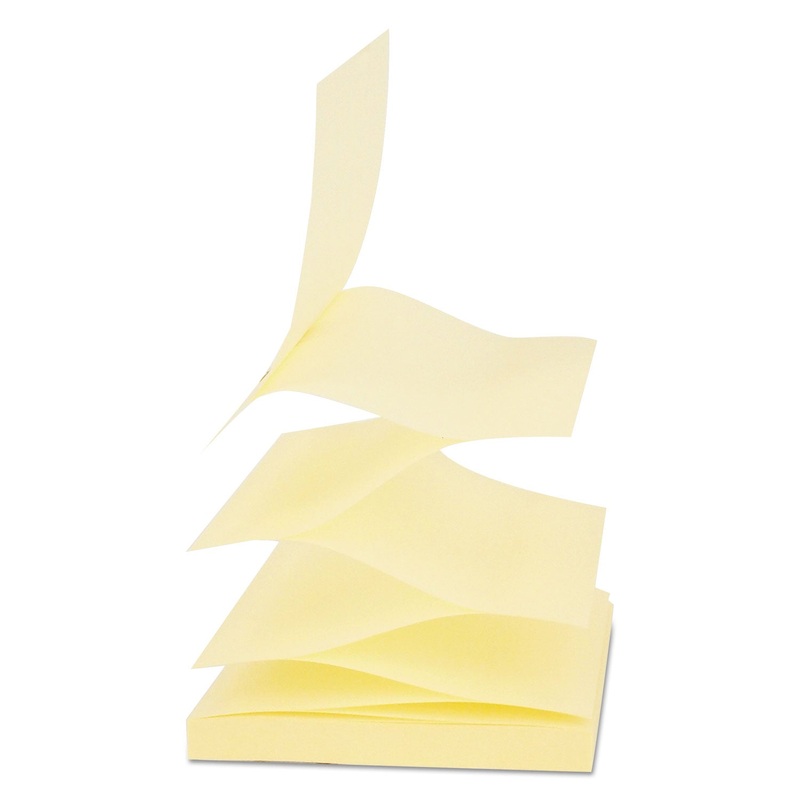 Fan-Folded Self-Stick Pop-Up Note Pads, 3″ X 3″, Yellow, 90-Sheet, 24/pack
