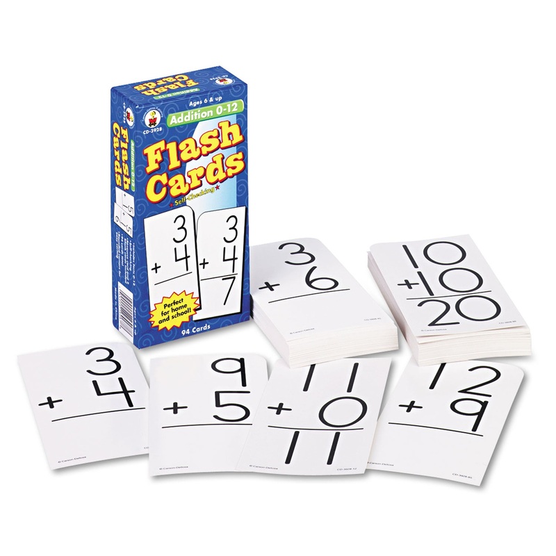 Flash Cards, Addition Facts 0-12, 3w X 6h, 94/pack