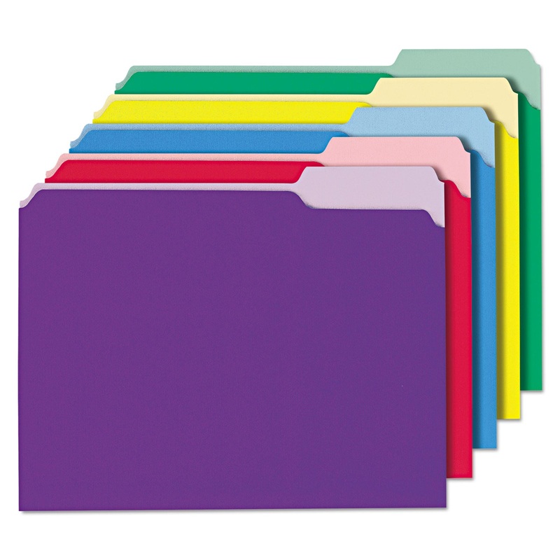 INTERIOR FILE FOLDERS, 1/3-CUT TABS, LETTER SIZE, ASSORTED, 100/BOX