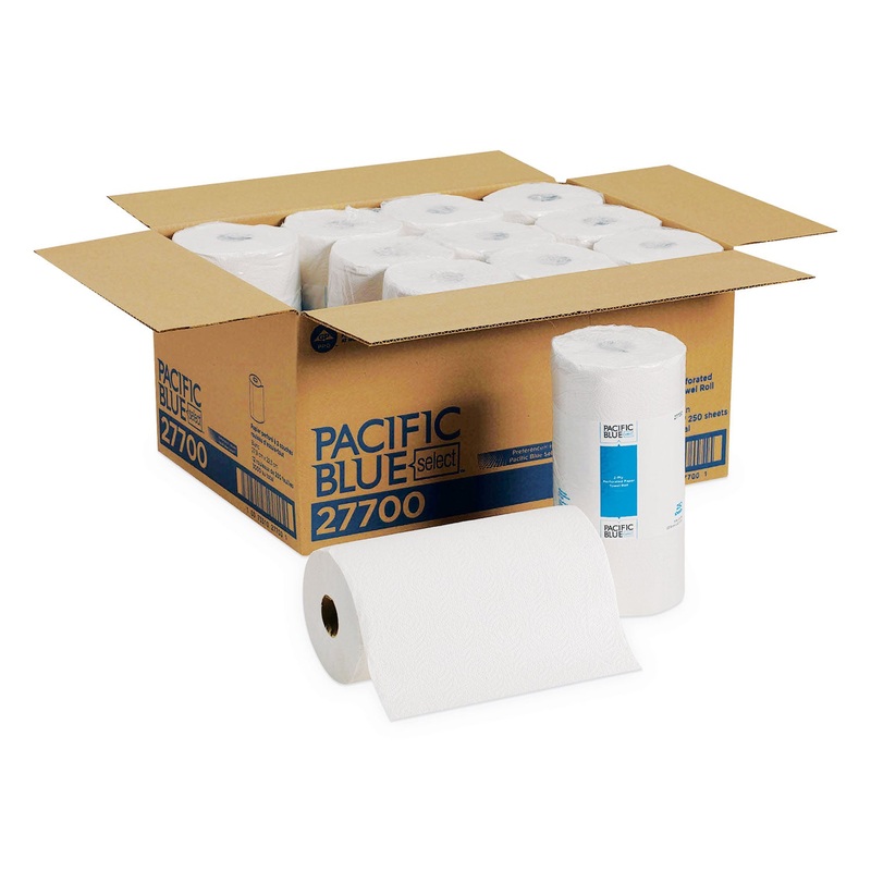 PACIFIC BLUE SELECT PERFORATED PAPER TOWEL, 8 4/5X11, WHITE, 250/ROLL, 12 RL/CT