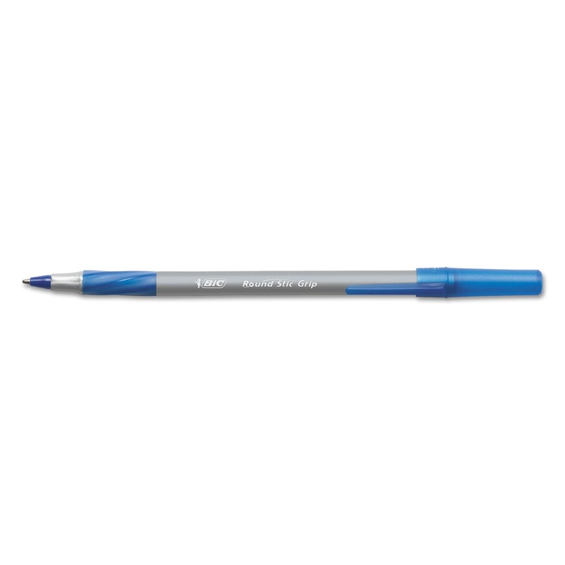 ROUND STIC GRIP XTRA COMFORT STICK BALLPOINT PEN, 1.2MM, BLUE INK, GRAY BARREL, 36/PACK