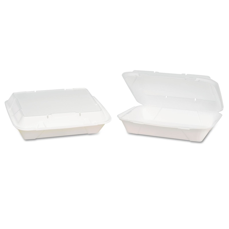 Super Jumbo Foam Hinged Deli Containers, White, 9 3/4×3 2/5×13, 100/bag, 2/ct
