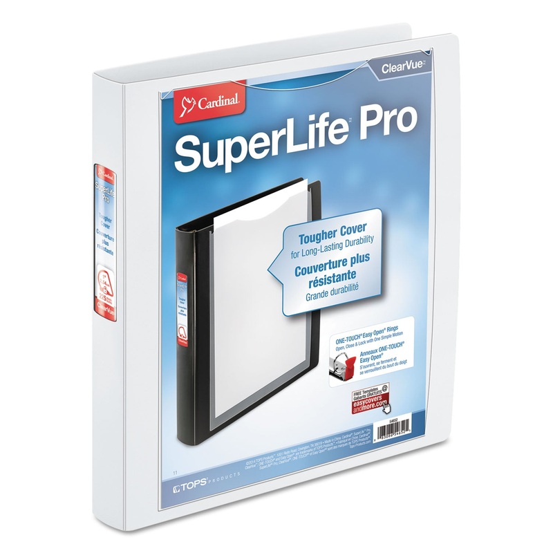 SUPERLIFE PRO EASY OPEN CLEARVUE LOCKING SLANT-D RING BINDER, 3 RINGS, 1″ CAPACITY, 11 X 8.5, WHITE