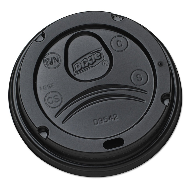 Drink-Thru Lids For 10-20 Oz Cups, Plastic, Black