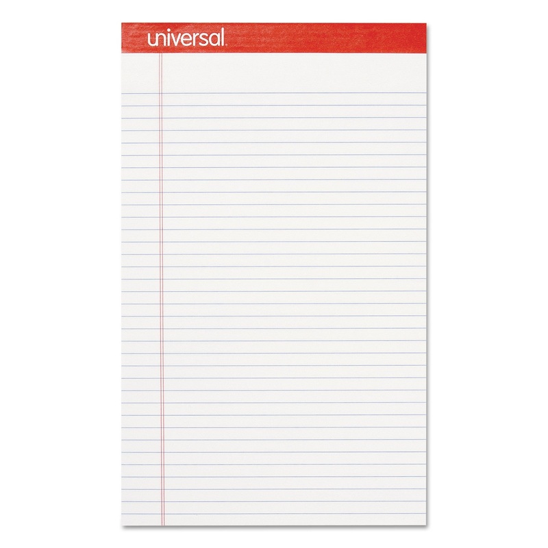PERFORATED RULED WRITING PADS, WIDE/LEGAL RULE, 8.5 X 14, WHITE, 50 SHEETS, DOZEN