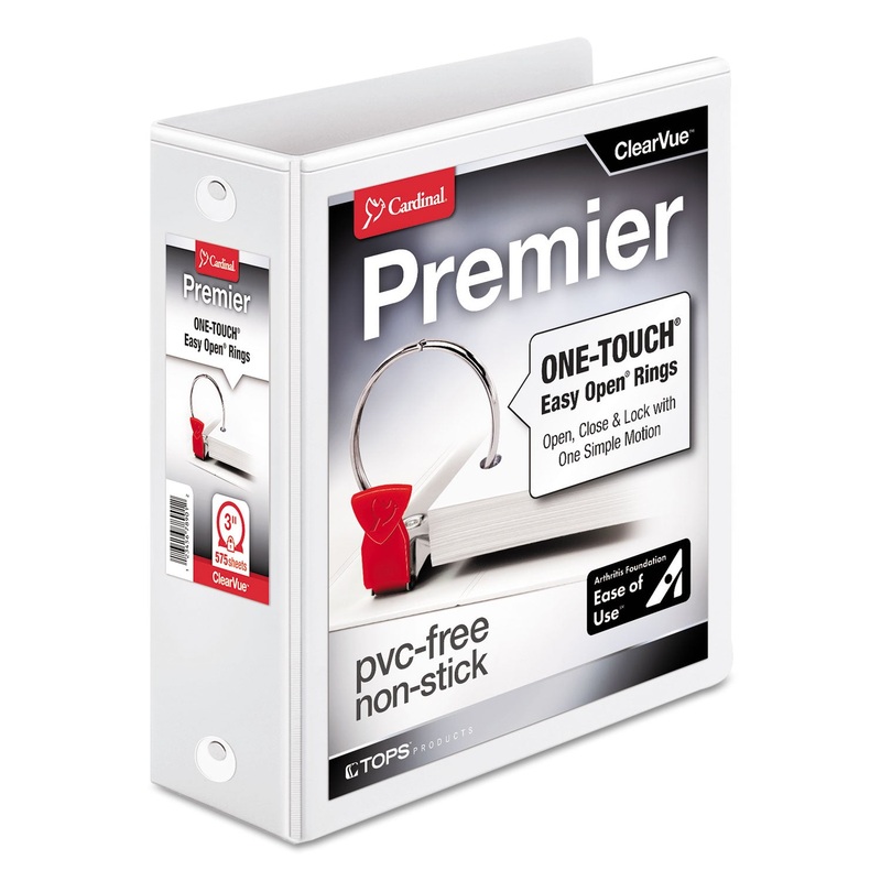 PREMIER EASY OPEN CLEARVUE LOCKING ROUND RING BINDER, 3 RINGS, 3″ CAPACITY, 11 X 8.5, WHITE