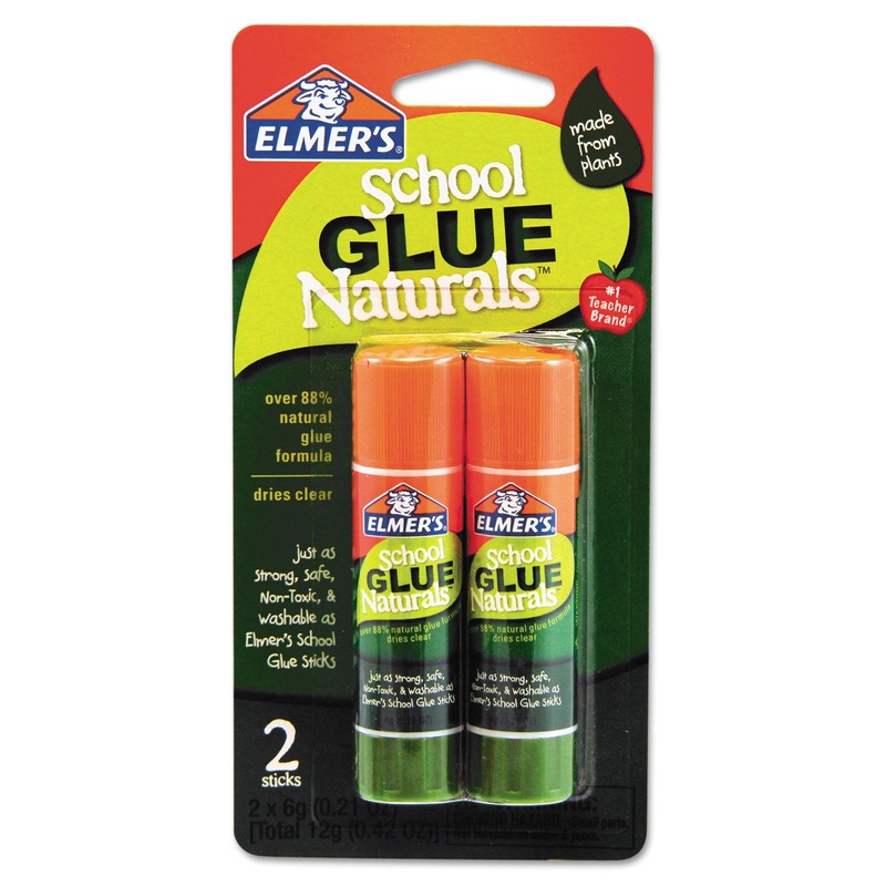 SCHOOL GLUE NATURALS GLUE STICK, 0.21 OZ, DRIES CLEAR, 2/PACK