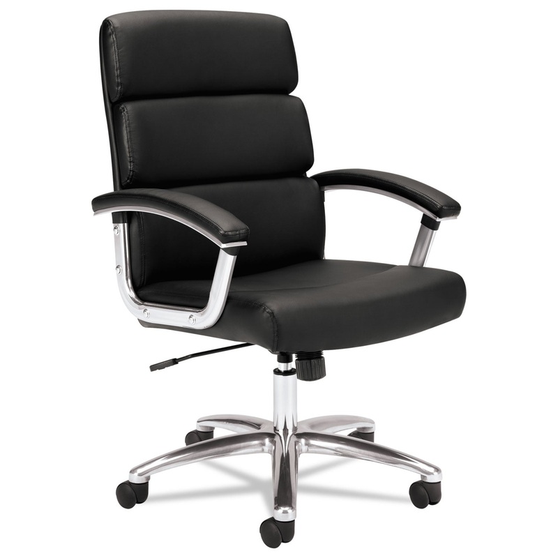 TRACTION HIGH-BACK EXECUTIVE CHAIR, SUPPORTS UP TO 250 LBS., BLACK SEAT/BLACK BACK, POLISHED ALUMINUM BASE
