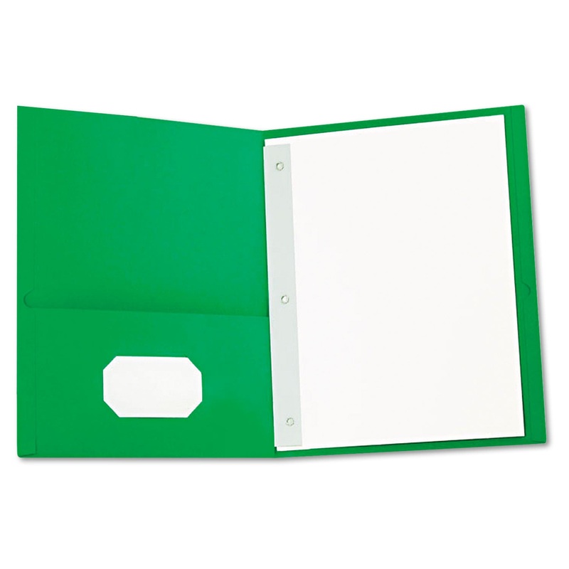 TWO-POCKET PORTFOLIOS WITH TANG FASTENERS, 11 X 8 1/2, GREEN, 25/BOX