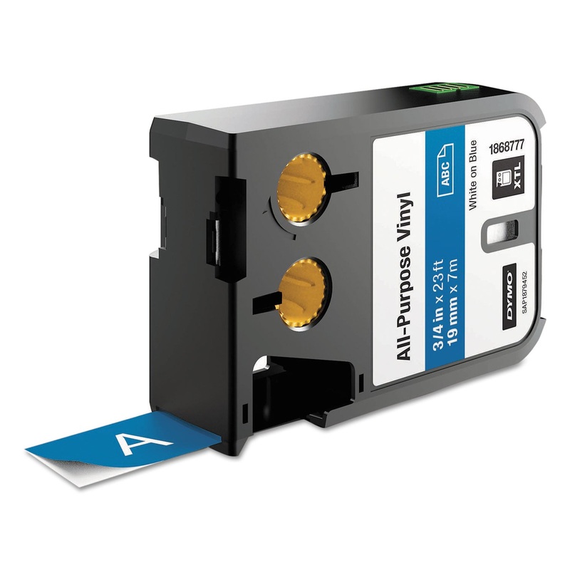 XTL ALL-PURPOSE VINYL LABELS, 0.75″ X 24.6 FT, BLUE/WHITE PRINT