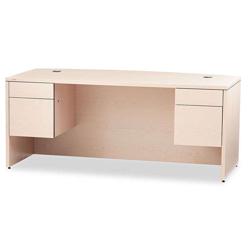10500 SERIES BOW FRONT DESK, 3/4 HEIGHT DOUBLE PEDESTALS, 72W X 36D X 29.5H, NATURAL MAPLE