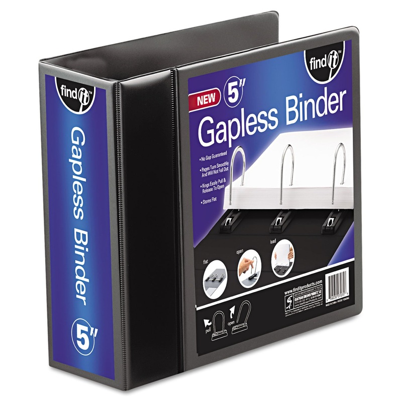 GAPLESS LOOP RING VIEW BINDER, 3 RINGS, 5″ CAPACITY, 11 X 8.5, BLACK