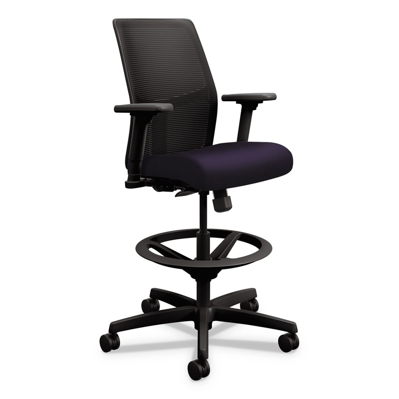 IGNITION 2.0 ILIRA-STRETCH MESH BACK TASK STOOL, 32″ SEAT HEIGHT, UP TO 300 LBS., NAVY SEAT/BLACK BACK, BLACK BASE