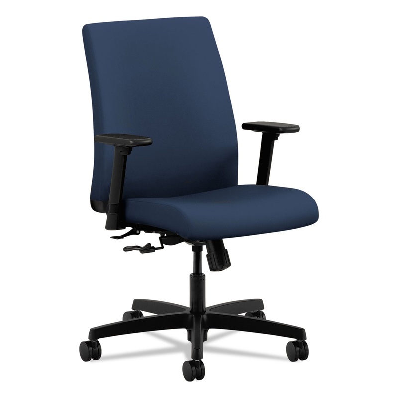 IGNITION SERIES FABRIC LOW-BACK TASK CHAIR, SUPPORTS UP TO 300 LBS., NAVY SEAT/NAVY BACK, BLACK BASE