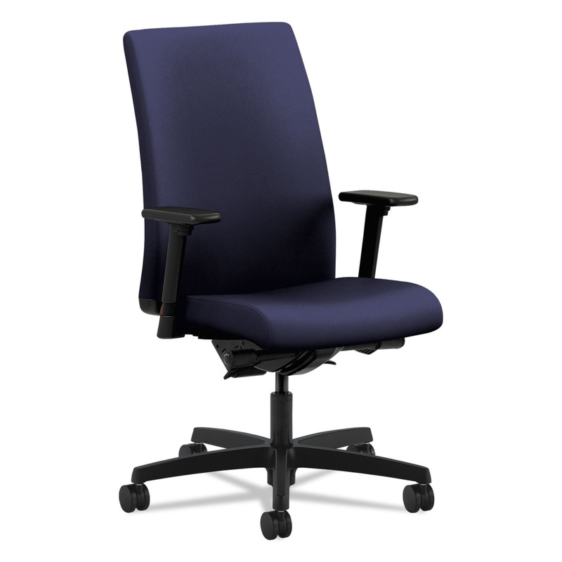IGNITION SERIES MID-BACK WORK CHAIR, SUPPORTS UP TO 300 LBS., NAVY SEAT/NAVY BACK, BLACK BASE
