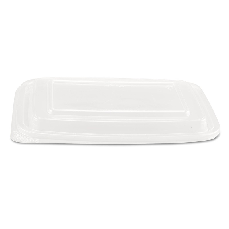 Microwave Safe Container Lid, Plastic, Fits 24-32 Oz, Rectangular, Clear, 75/bag