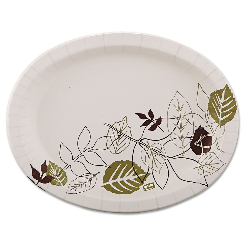 Pathways Heavyweight Oval Platters, 8 1/2 X 11, Green/burgundy, 125/pack