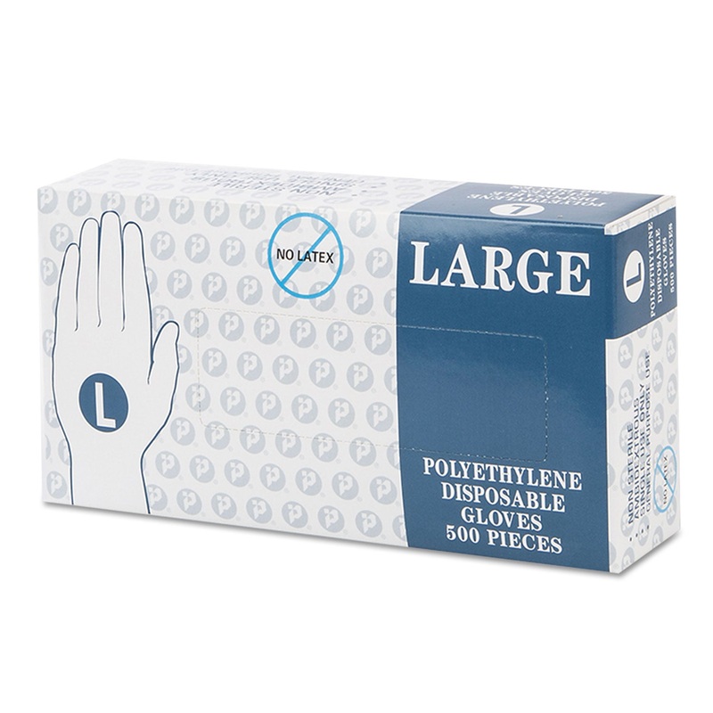 POLY DISPOSABLE GLOVES, WHITE, LARGE, 1000/CARTON