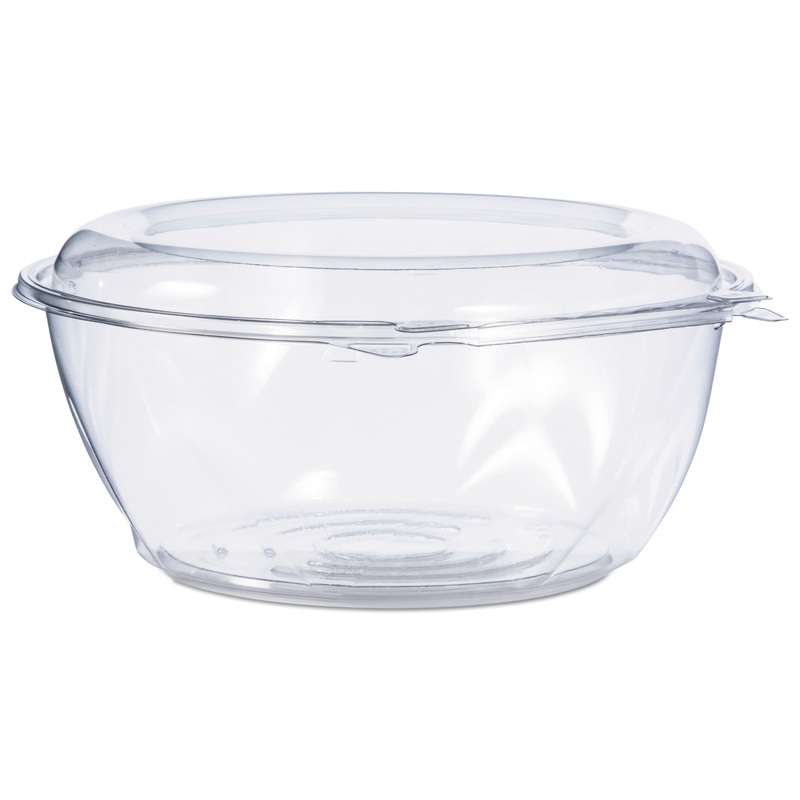 TAMPER-RESISTANT, TAMPER-EVIDENT BOWLS WITH DOME LID, 64 OZ, CLEAR, 100/CARTON