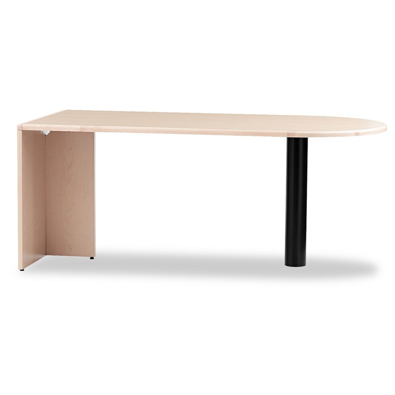 10700 SERIES PENINSULA WITH END PANEL, STEEL SUPPORT COLUMN, 72W X 36D X 29.5H, NATURAL MAPLE