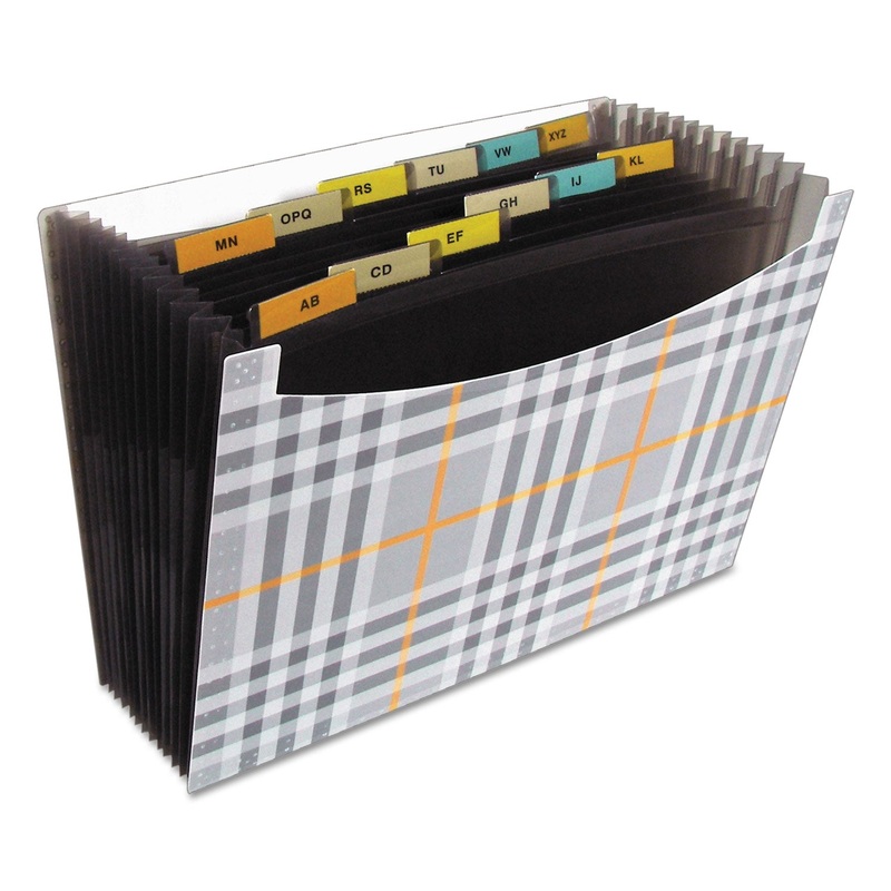 13-POCKET EXPANDING FILE, 9.25″ EXPANSION, 13 SECTIONS, 1/13-CUT TAB, LETTER SIZE, PLAID