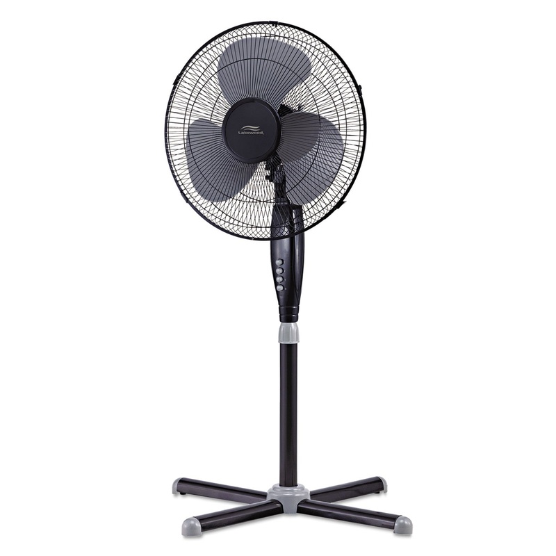16″ Three-Speed Oscillating Pedestal Fan, Three Speed, Metal/plastic, Black