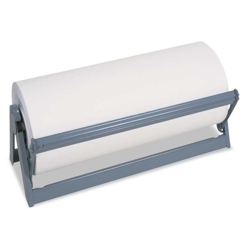 All-In-1 Paper Roll Dispenser & Cutter, 9″ Diameter, 30″ Wide, Steel, Light Gray