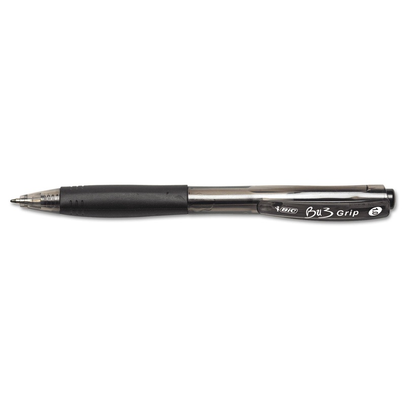 BU3 RETRACTABLE BALLPOINT PEN, BOLD 1 MM, BLACK INK/BARREL, DOZEN
