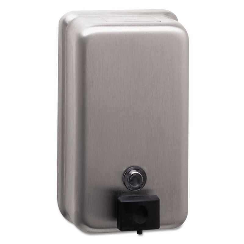 CLASSICSERIES SURFACE-MOUNTED SOAP DISPENSER, 40 OZ, 4.75″ X 3.5″ X 8.13″, STAINLESS STEEL