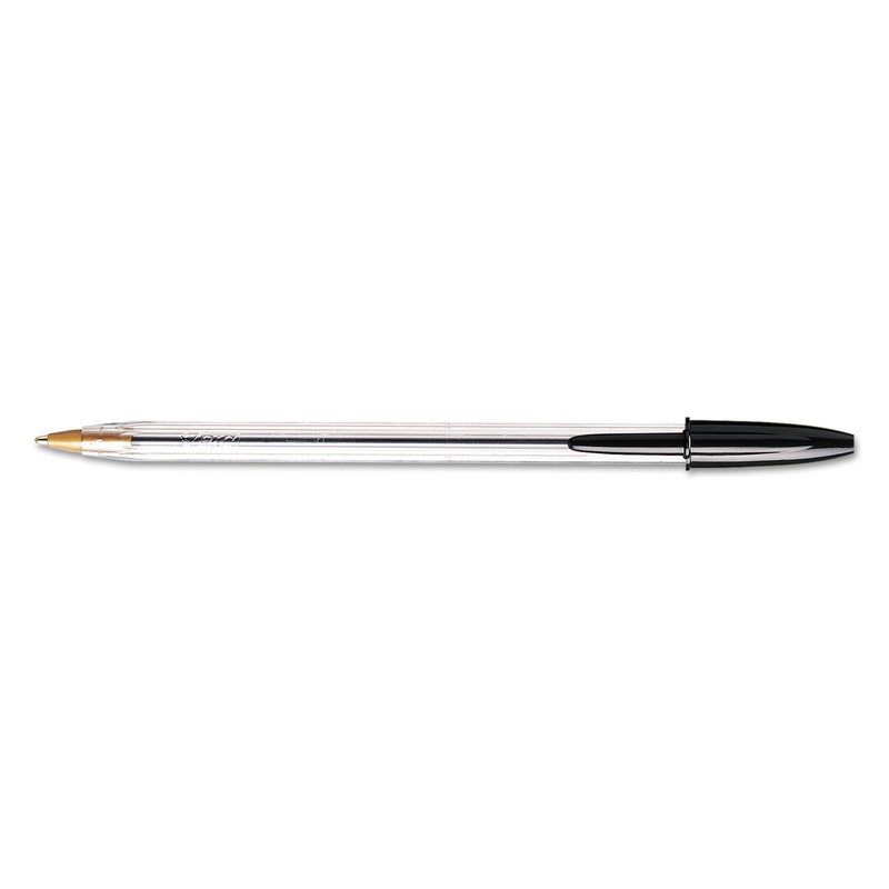 CRISTAL XTRA SMOOTH STICK BALLPOINT PEN, 1MM, BLACK INK, CLEAR BARREL, 24/PACK