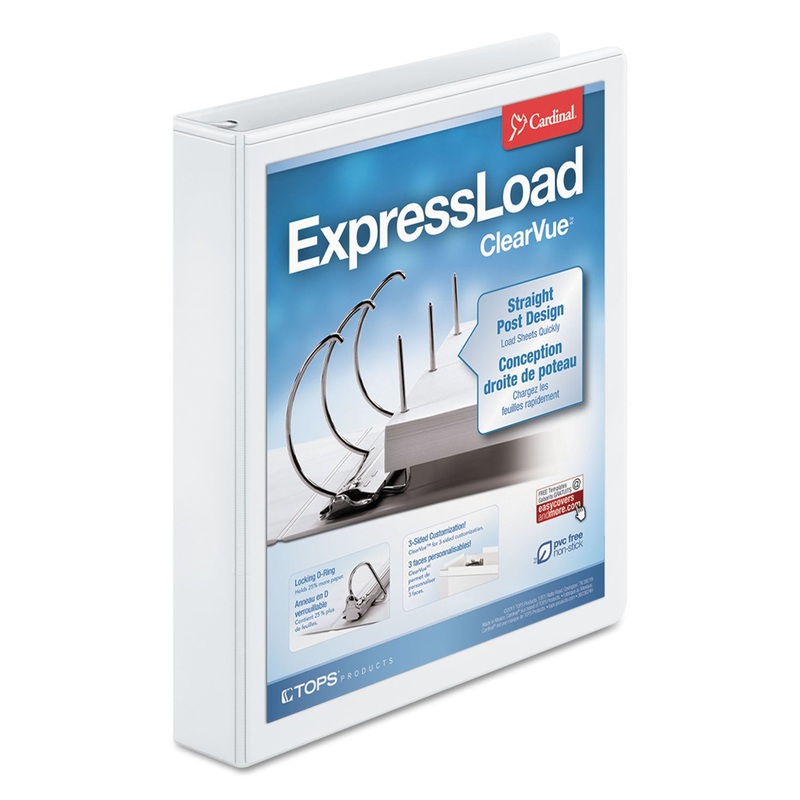 EXPRESSLOAD CLEARVUE LOCKING D-RING BINDER, 3 RINGS, 1.5″ CAPACITY, 11 X 8.5, WHITE