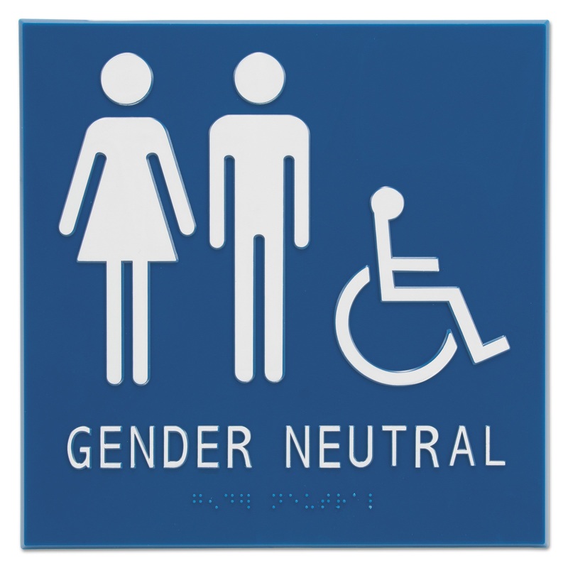 Gender Neutral Ada Signs, 8″ X 8″, Man, Woman & Wheelchair